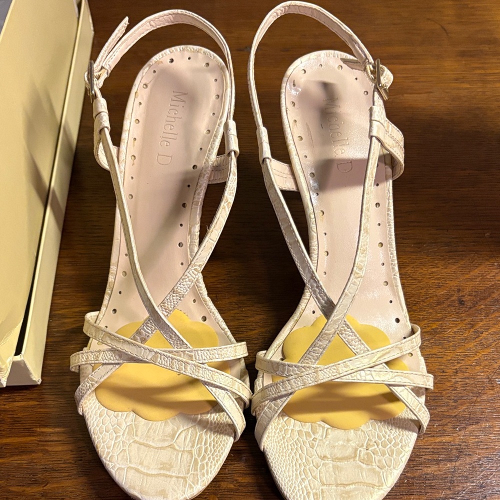 Michelle D Beige Strappy Heels